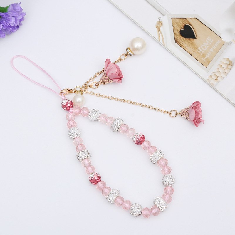 Creative Short Mobile Phone Strap with Gypsum Flower Bracelet Crystal Phone Case Pendant Flower Pendant