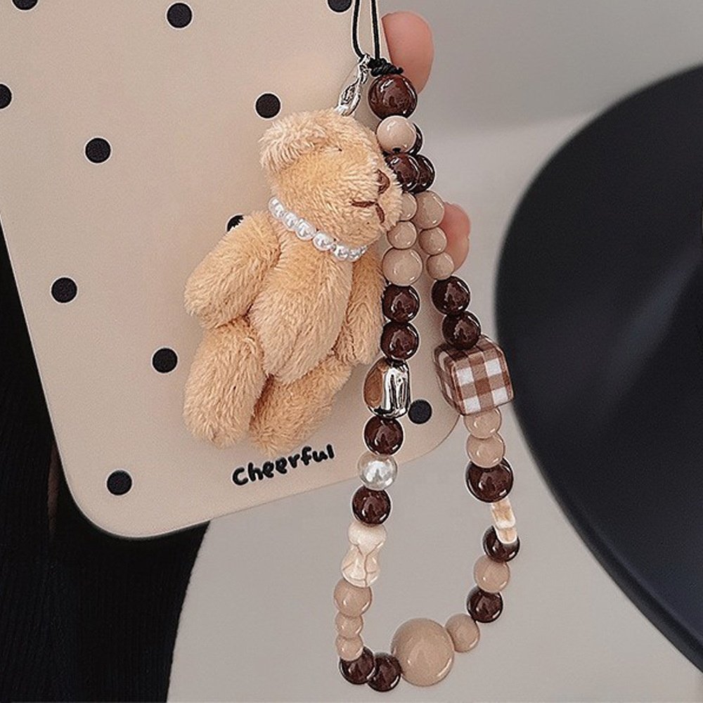White Beaded Chains Cell Phone Chain Pearl Jewelry Crystal Beads Phone Case Lanyard Mobile Phone Strap
