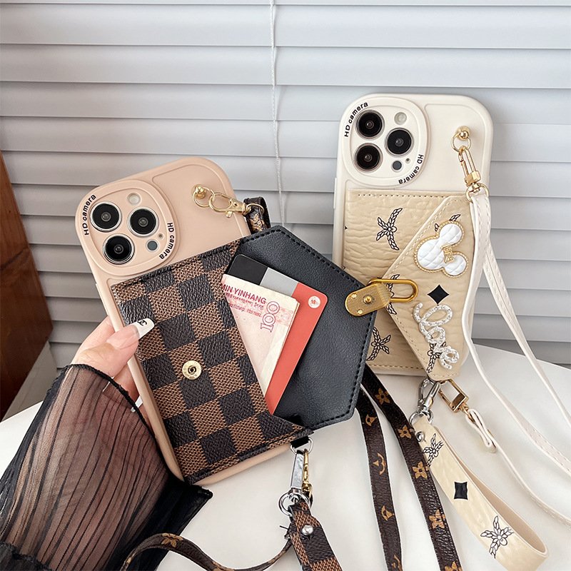Popular cute cartoon Mickey Crossbody rope card bag phone case for iphone 15 14 13 13 plus/pro/pro max