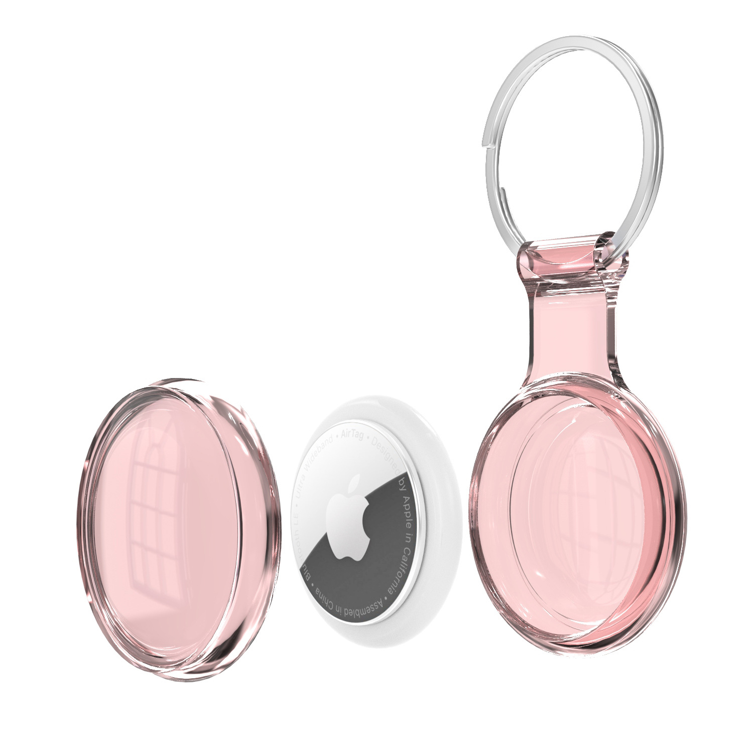 Simple transparent waterproof TPU Airtags case cover holder Tracker Holder for Apple airtag case with Keychain