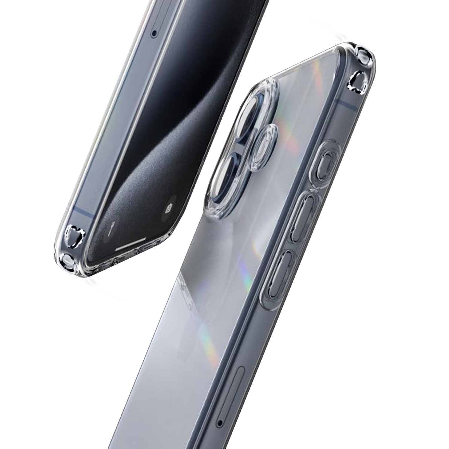 Hard PC Back Cover with TPU Frame Anti Yellowing Crystal Clear Phone Case for iPhone 16 Pro Max 16 15 14 13