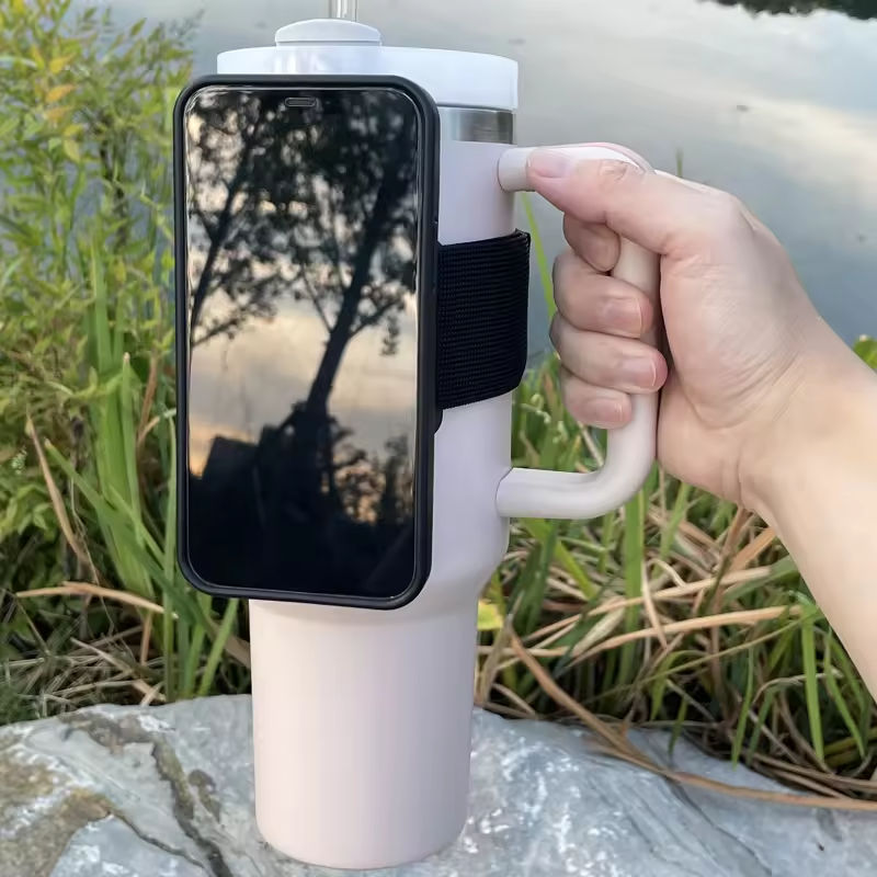 Magnetic Holder with Adjustable Strap for Tumbler Cup Gym Accessories Water Bottle Phone Holder Compatible with Mag Safe