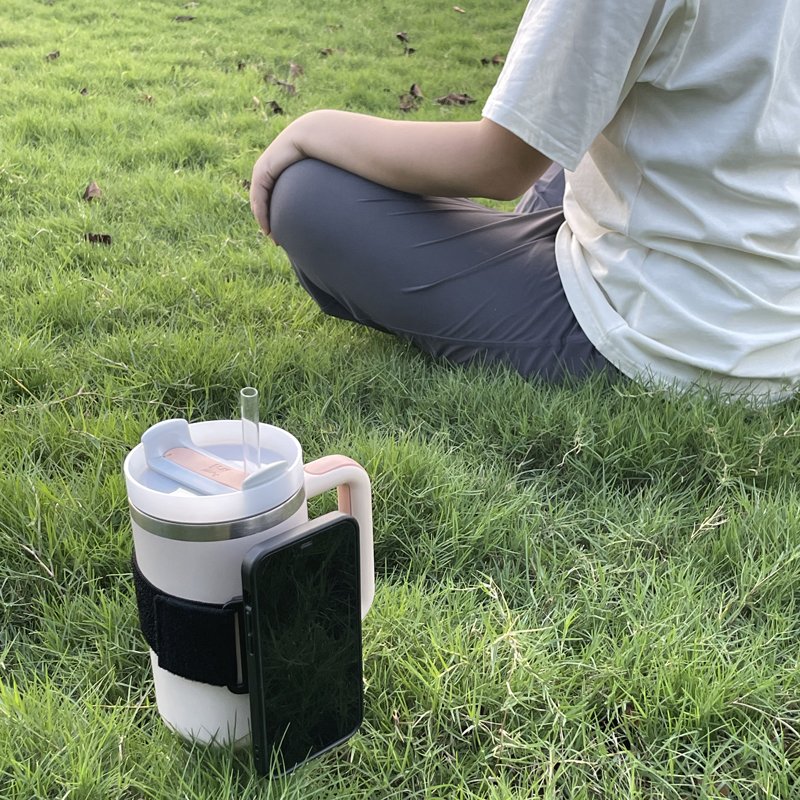Magnetic Holder with Adjustable Strap for Tumbler Cup Gym Accessories Water Bottle Phone Holder Compatible with Mag Safe