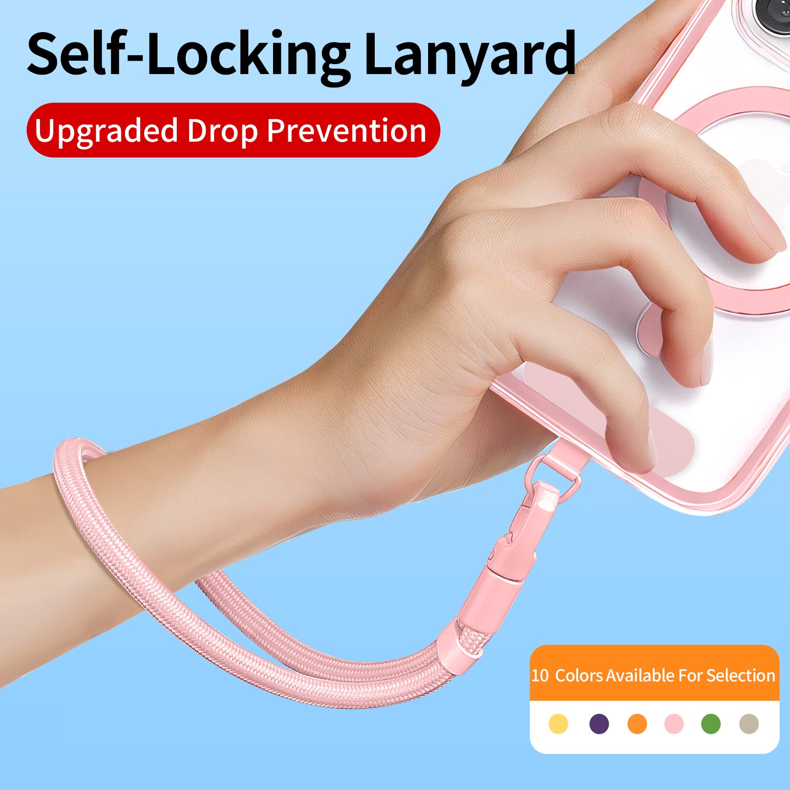 Universal Fashionable Nylon Mobile Phone Lanyard Short Wristlet Keychain Rope with Phone Tether Patch for Cell Phone Use