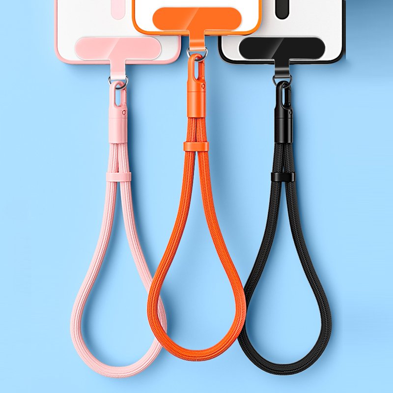 Universal Fashionable Nylon Mobile Phone Lanyard Short Wristlet Keychain Rope with Phone Tether Patch for Cell Phone Use