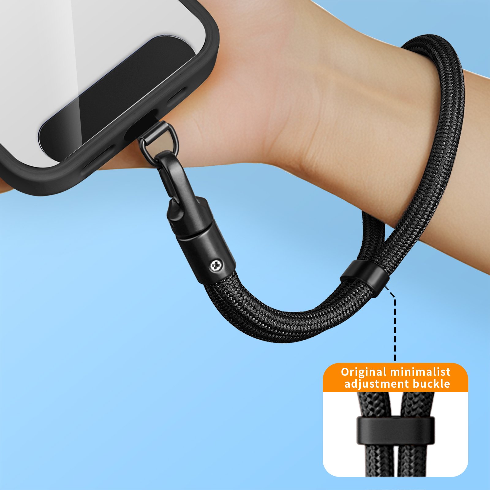 Universal Fashionable Nylon Mobile Phone Lanyard Short Wristlet Keychain Rope with Phone Tether Patch for Cell Phone Use