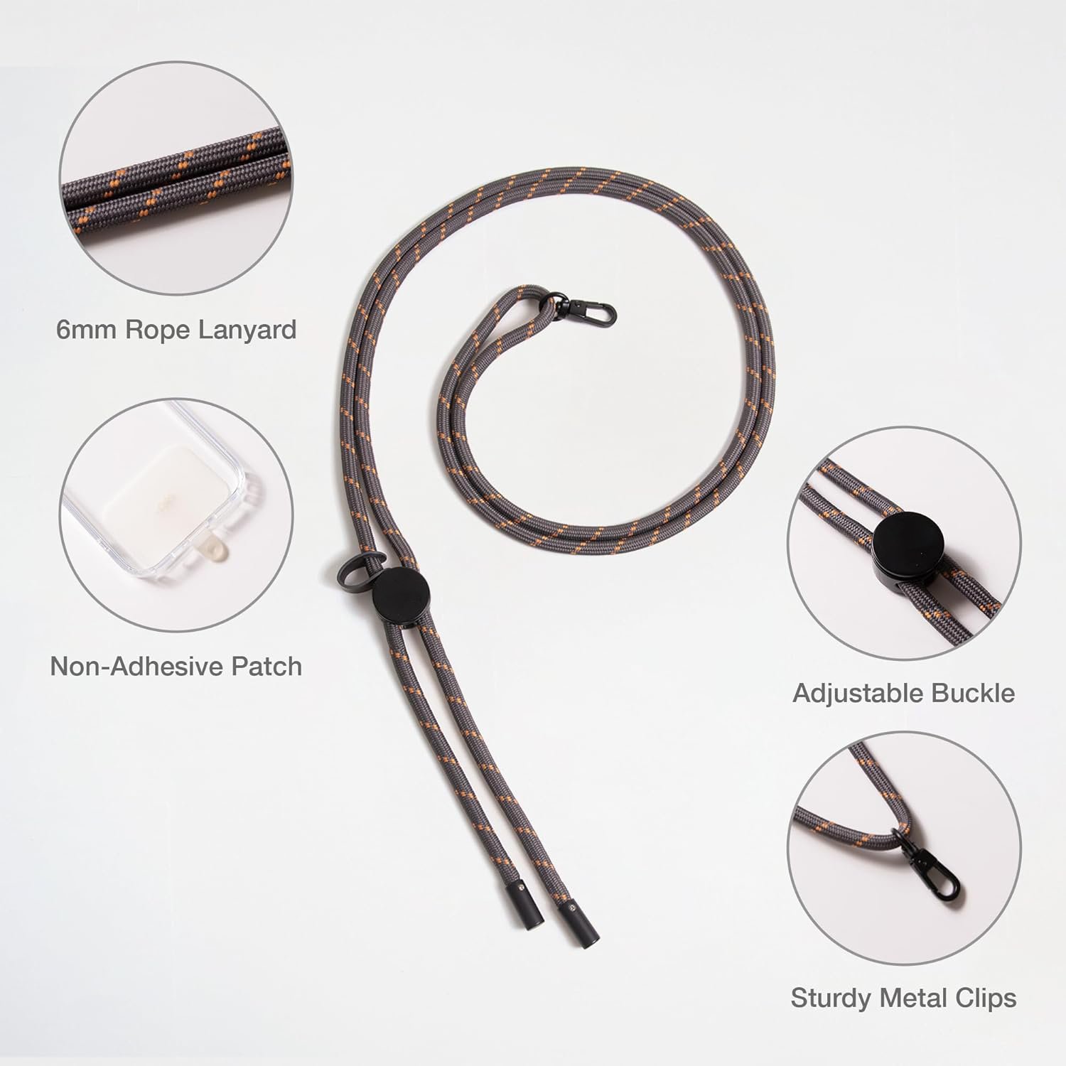 Cross-body mobile phone lanyard, adjustable 6mm thick strap, cross-body camera lanyard, strong and durable