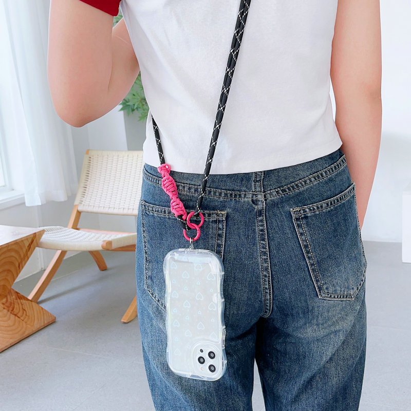 Wholesale Adjustable Polyester Phone Lanyard with Patch Crossbody Neck Strap Woven Mobile Keychain Holder Lanyard
