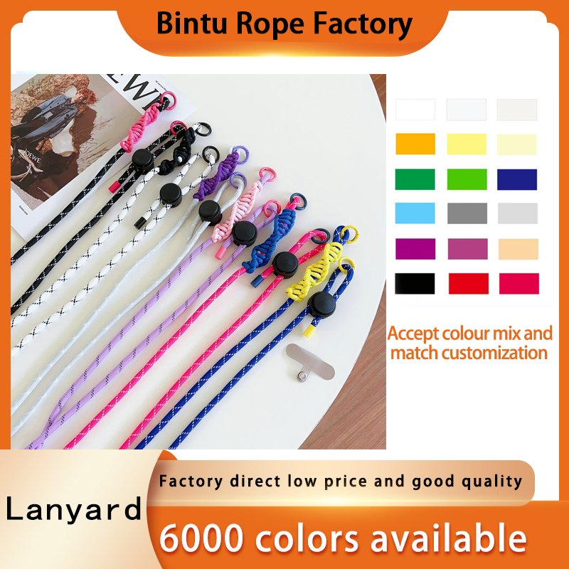 Wholesale Adjustable Polyester Phone Lanyard with Patch Crossbody Neck Strap Woven Mobile Keychain Holder Lanyard
