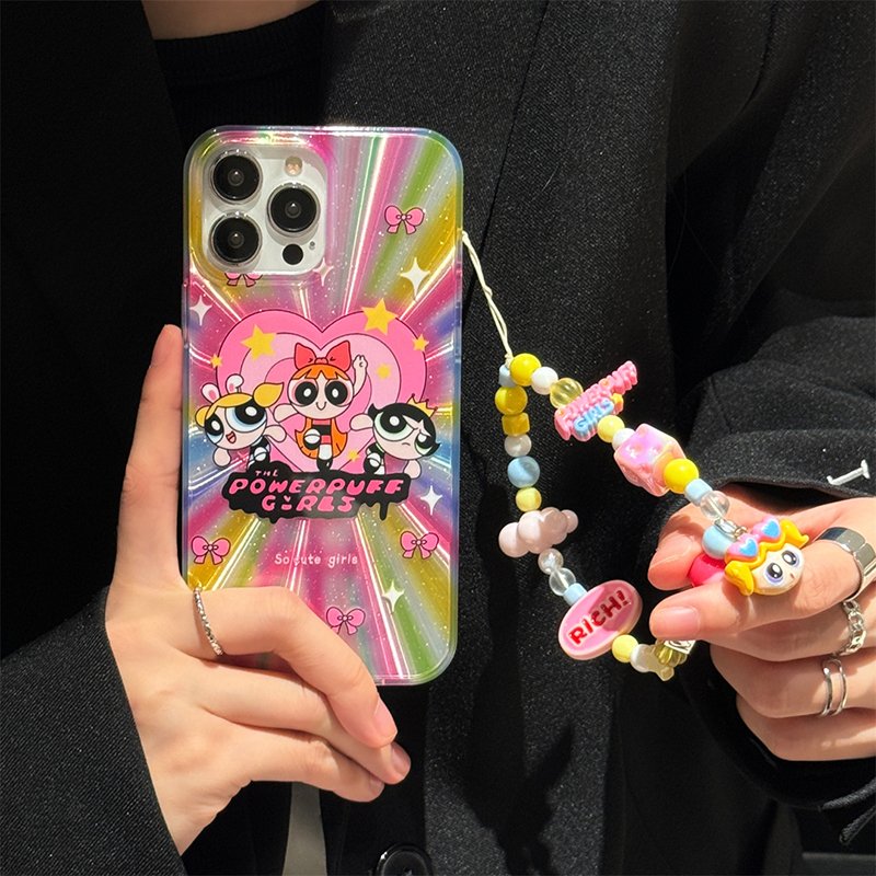 2 in 1 Girls Women Phone Cases with Beaded Phone Charms for iPhone16pro max 15 13 14pro 11 Texture Shockproof Covers