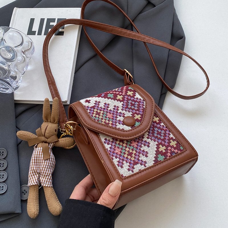 Chinese folk style Women's Adjustable Strap Cross Body Mini Phone Bag Lady Mobile Phone Shoulder Messenger Bag