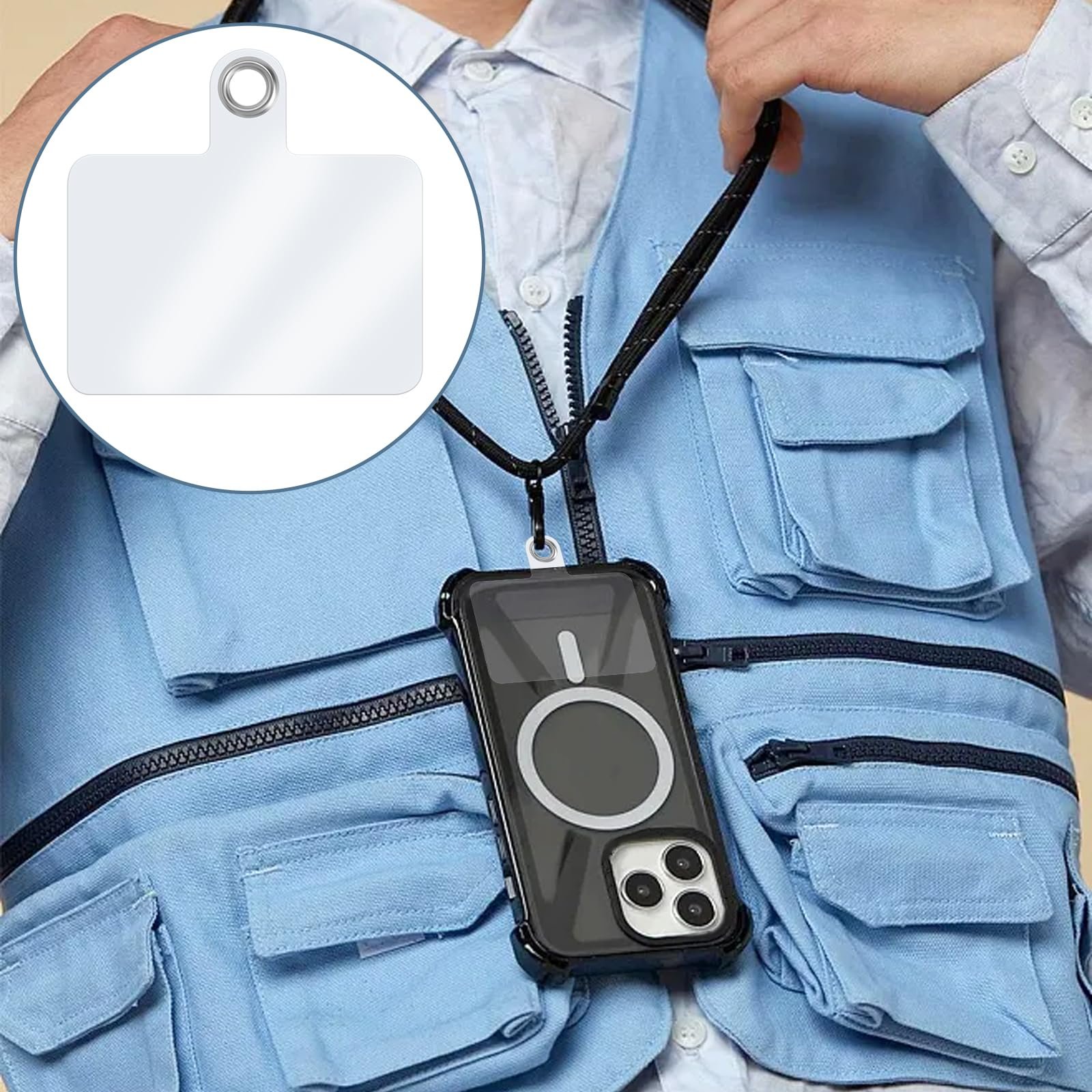Universal Phone Lanyard Tab Without Adhesive PVC Phone Tether Tab for Cellphones Safety Drop Protection for Most Smartphones
