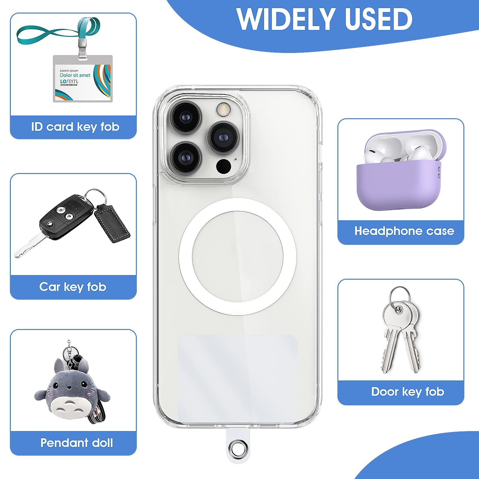 Universal Phone Lanyard Tab Without Adhesive PVC Phone Tether Tab for Cellphones Safety Drop Protection for Most Smartphones