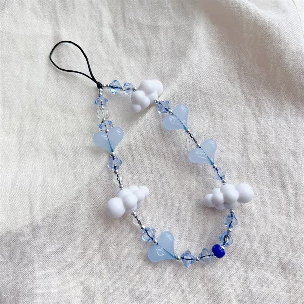 new arrival High Quality Bead crystal Mobile Phone Straps Chain custom Bead heart Phone Charm Chain
