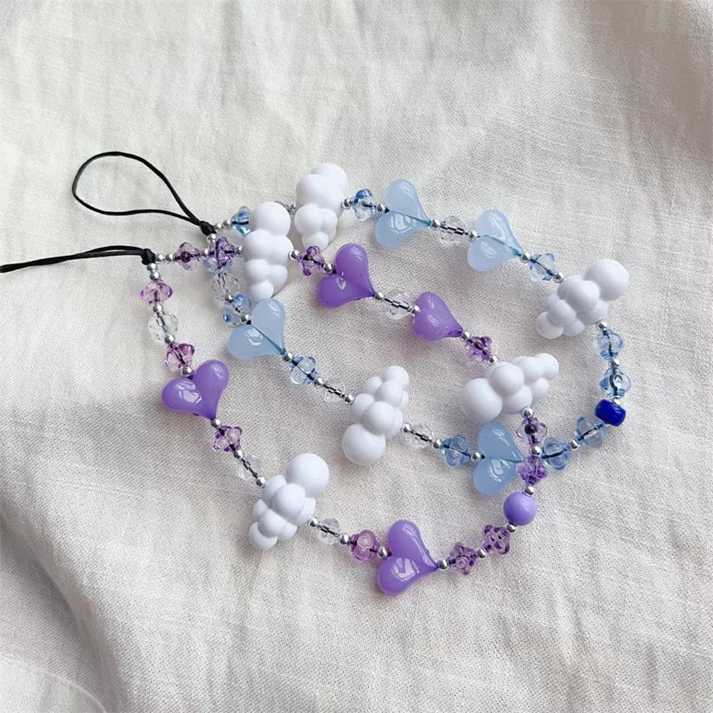 new arrival High Quality Bead crystal Mobile Phone Straps Chain custom Bead heart Phone Charm Chain