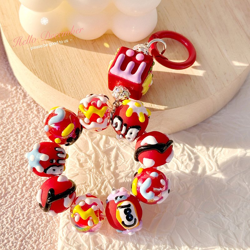 New color hand-painted beads mobile phone chain headphone bag key chain pendant bag clothing hanging accessories wholesale