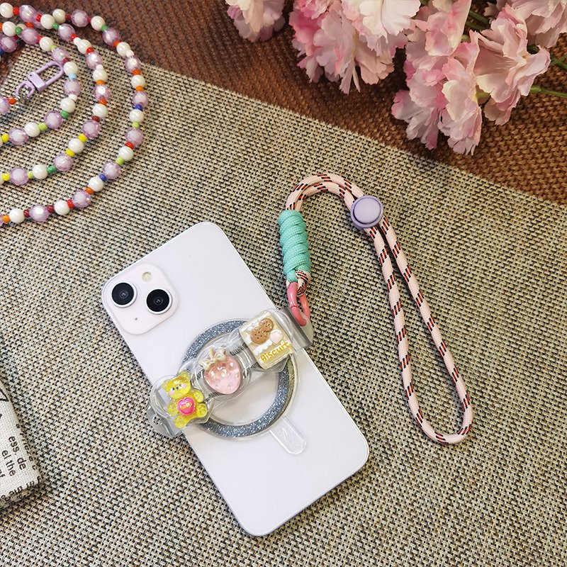 Mobile phone lanyard 23cm wrist keychain lanyard color blocking knotting woven colorful wrist lanyard mobile phone accessories