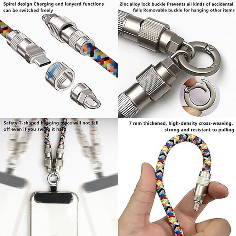 Custom Mobile Phone Data Cable Universal Crossbody Necklace Patch Strap Tab Lasso Tether Cell Phone Case Lanyard For iphone 16