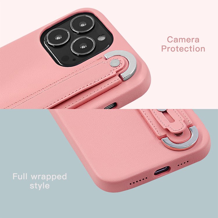 Bags and boxes for mobile phones recycled leather phone case with wrist strap holder for iPhone 13 14 15 16 pro max