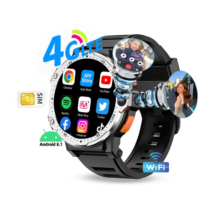 PG999 4G Wifi Smartwatch 1.54 Inch 800mAh Android 8.1 Sim Mobile Phone GPS Smart Watch with Sim Card HD Dual Camera Video Call