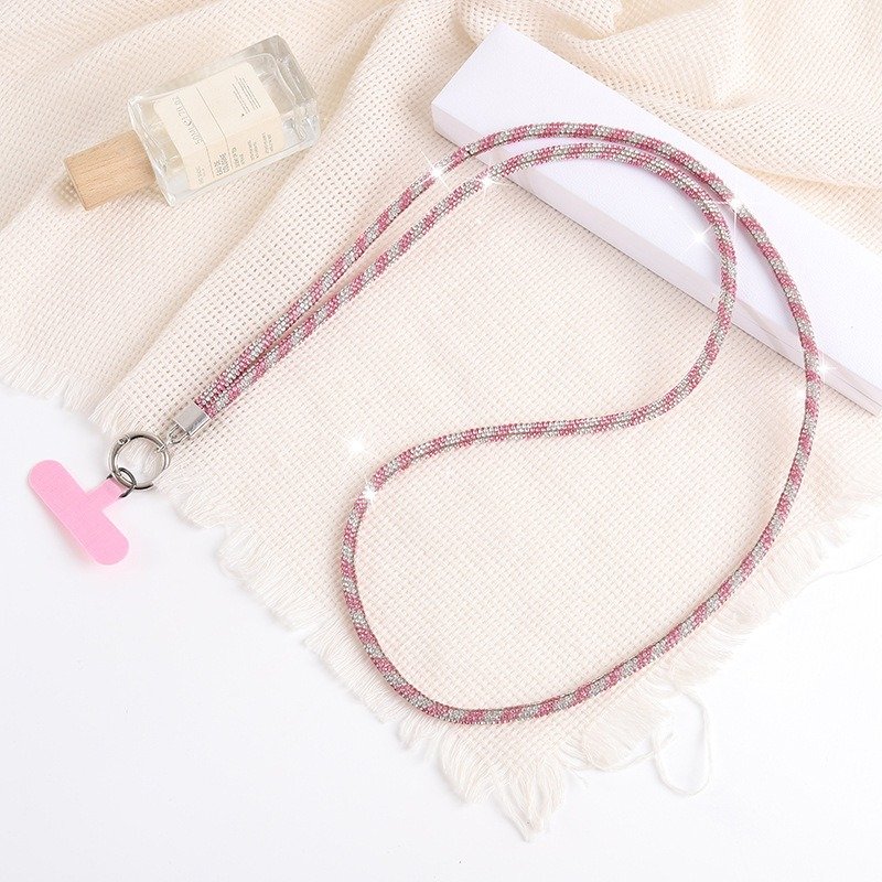New Long Crystal Mobile Phone Necklace Lanyard Keychain Smartphone Decoration Strap Rhinestone Crossbody Phone Case Chain