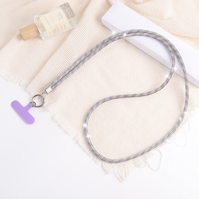 New Long Crystal Mobile Phone Necklace Lanyard Keychain Smartphone Decoration Strap Rhinestone Crossbody Phone Case Chain