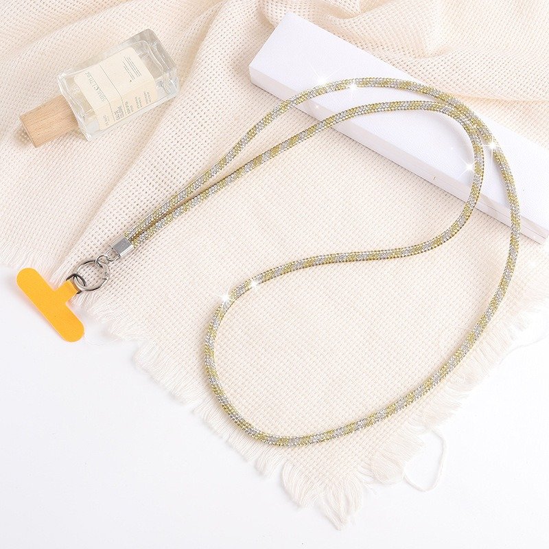 New Long Crystal Mobile Phone Necklace Lanyard Keychain Smartphone Decoration Strap Rhinestone Crossbody Phone Case Chain