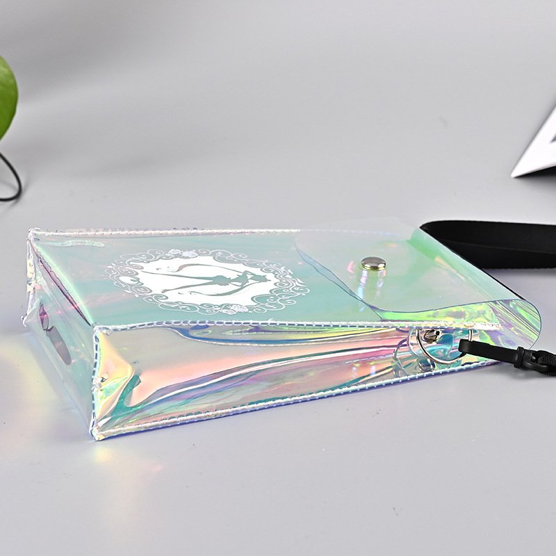 Custom Travel Beach Shoulder Bag Phone Card Holographic Waterproof Organizer Laser Clear PVC Bag