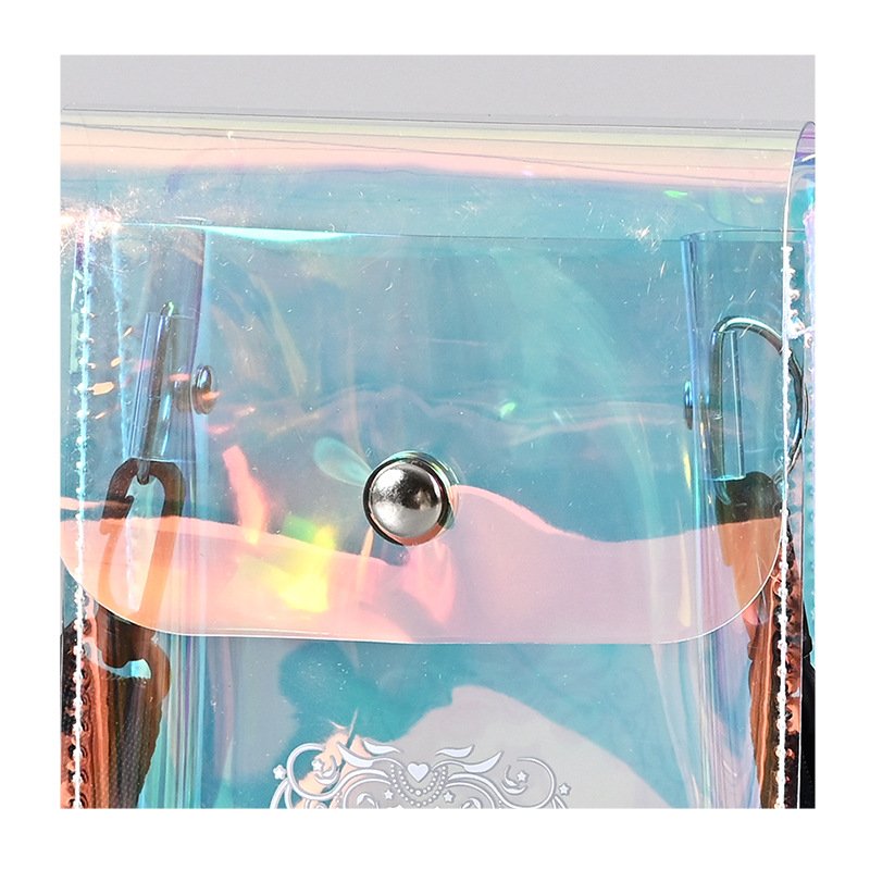 Custom Travel Beach Shoulder Bag Phone Card Holographic Waterproof Organizer Laser Clear PVC Bag