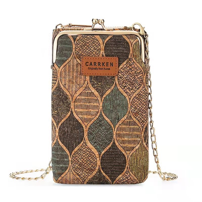 Factory Hot Sales Cork Shoulder Bag Printed Crossbody Mobile Phone Bags Wallet With Portable Shoulder