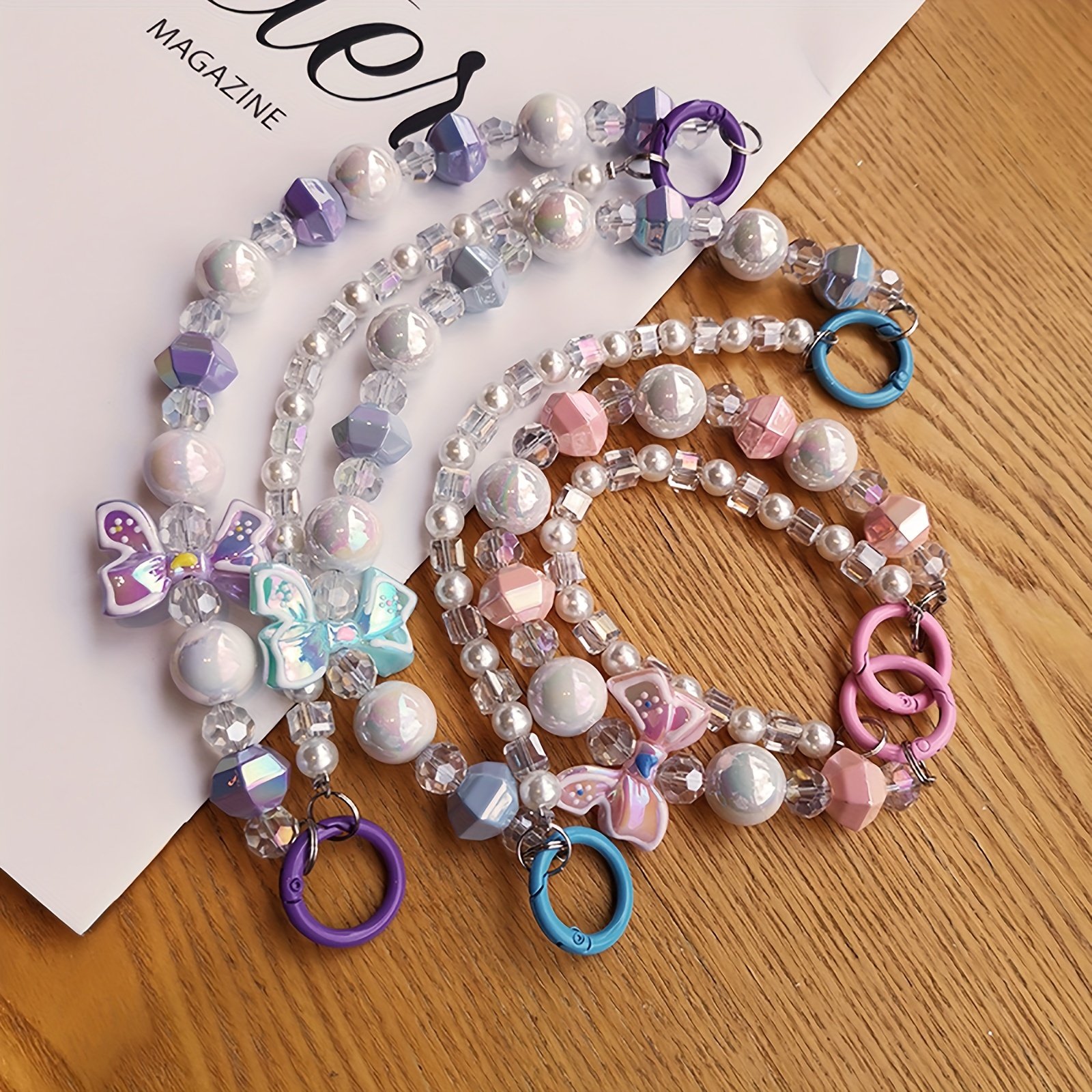 Mobile Phone Lanyard Beaded Mobile Phone Chain Mobile Phone Case Lanyard Accessories Anti-Lost Wide Wrist Strap