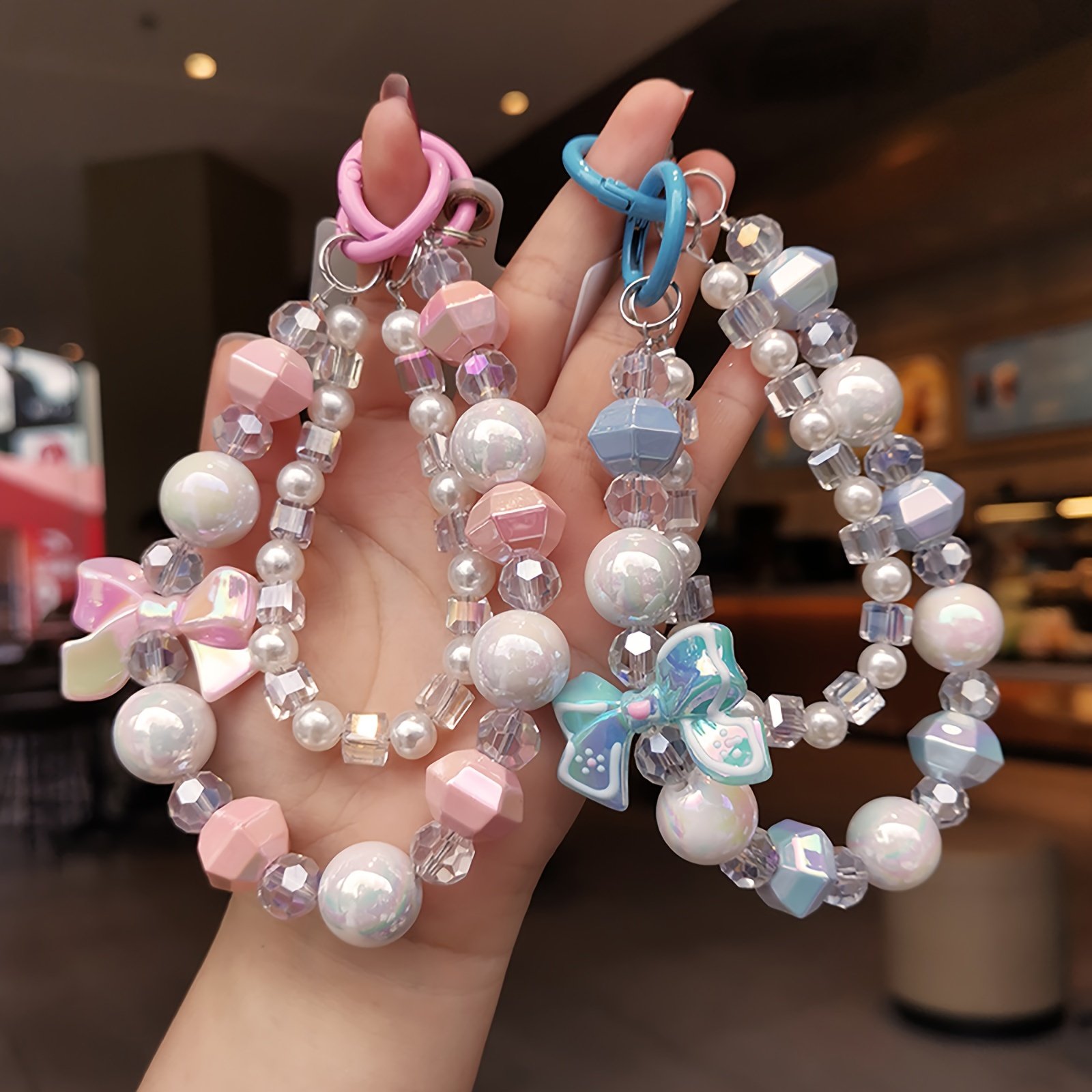 Mobile Phone Lanyard Beaded Mobile Phone Chain Mobile Phone Case Lanyard Accessories Anti-Lost Wide Wrist Strap