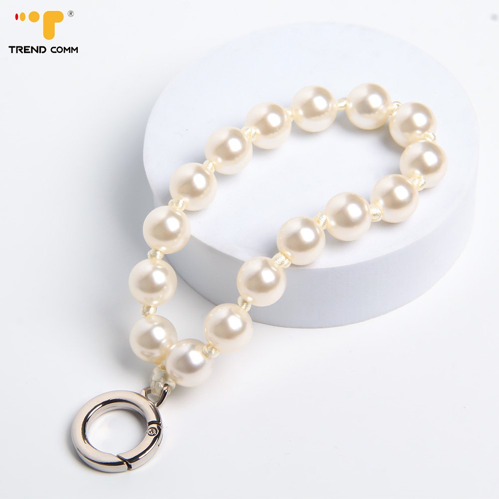 Customizable Pearl Mobile Phone Wrist Strap Anti-Lost Lanyard Keychain Fixed Wristlet Strap