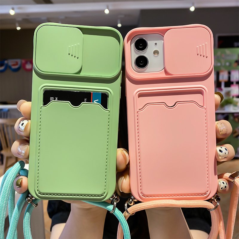 Necklace wallet Card Slot Soft cell Phone Case For iPhone 14 PRO max