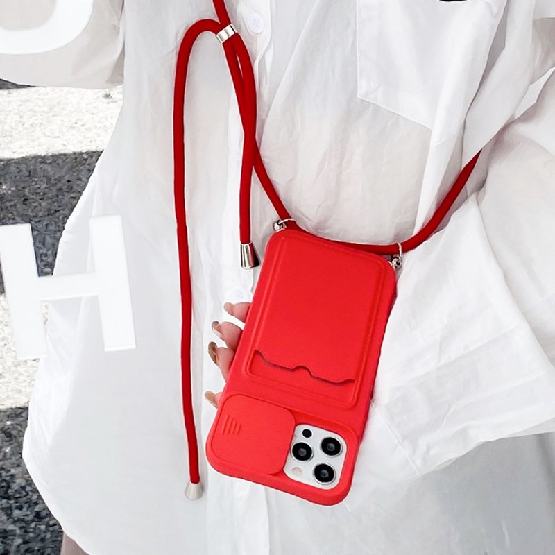 Necklace wallet Card Slot Soft cell Phone Case For iPhone 14 PRO max