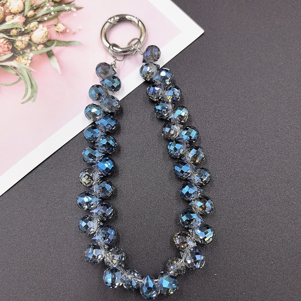 fashion hanging chain ring code cell phone wrist strap clip universal Strawberry crystal teardrop bead mobile phone lanyard