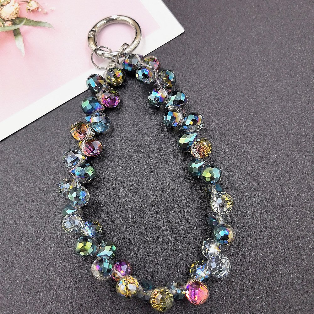 fashion hanging chain ring code cell phone wrist strap clip universal Strawberry crystal teardrop bead mobile phone lanyard