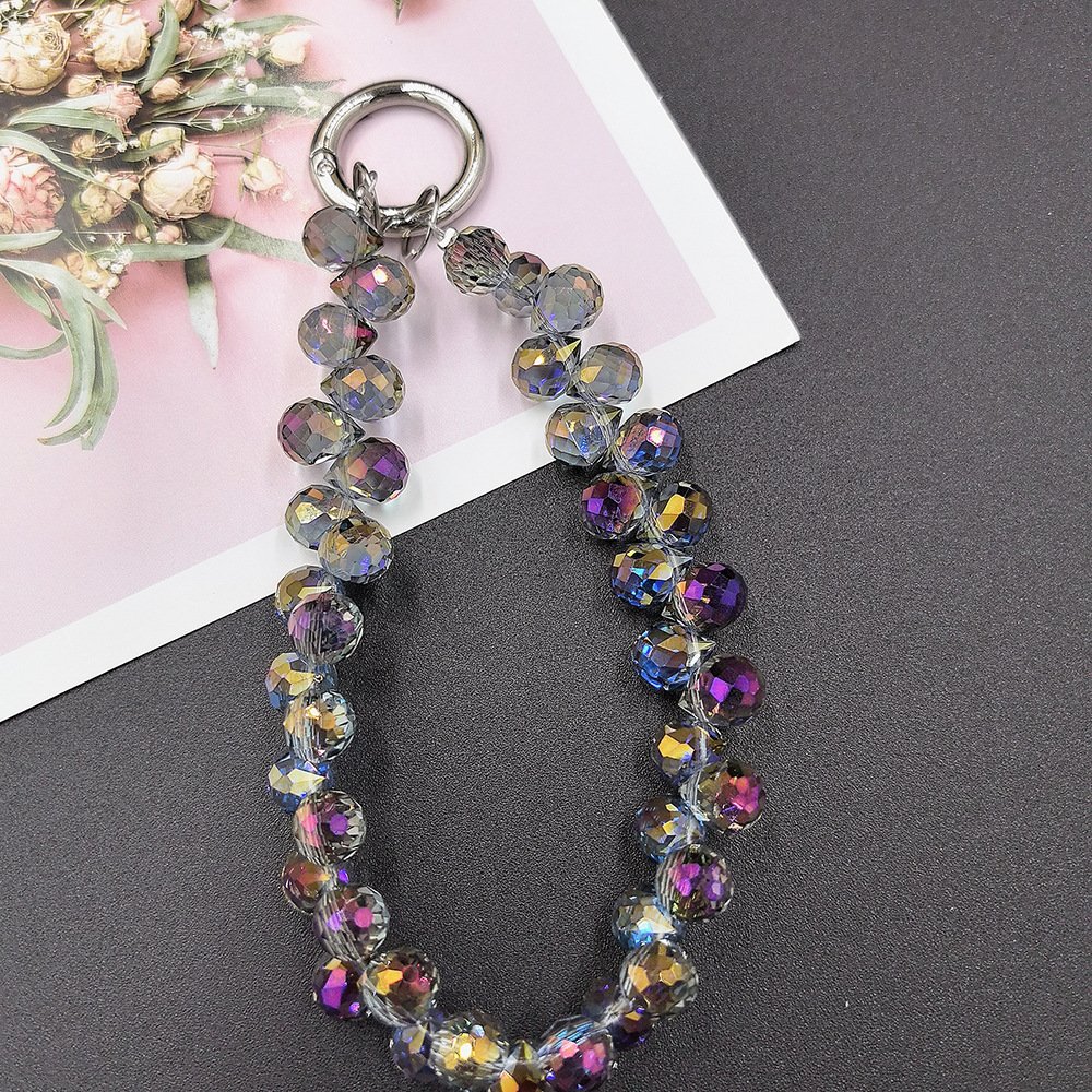 fashion hanging chain ring code cell phone wrist strap clip universal Strawberry crystal teardrop bead mobile phone lanyard