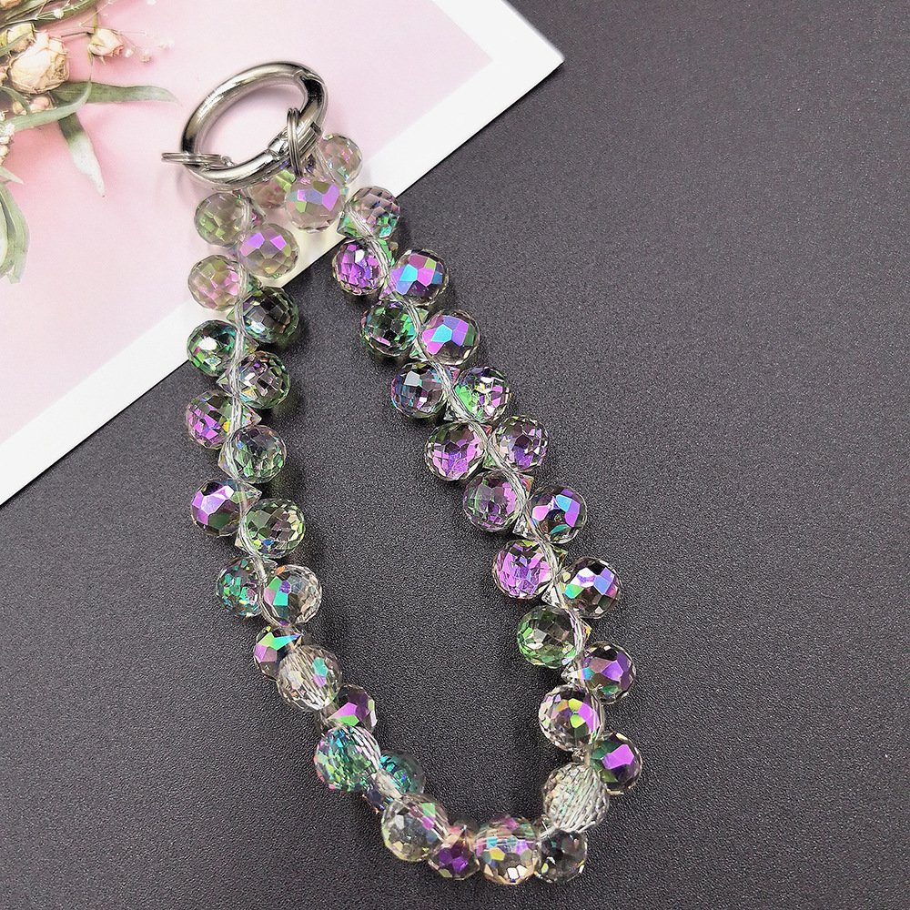 fashion hanging chain ring code cell phone wrist strap clip universal Strawberry crystal teardrop bead mobile phone lanyard