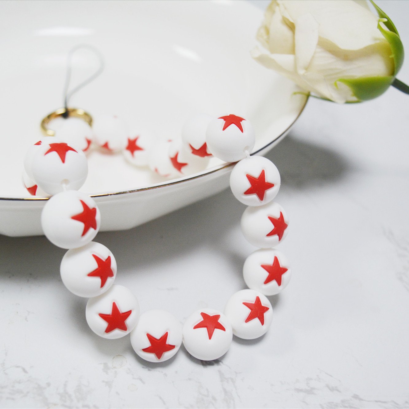 New Phone Charm Accessories Cellphone Lanyard Stars Silicone Beads Chain for Phone Case Girls Gift Telephone Straps