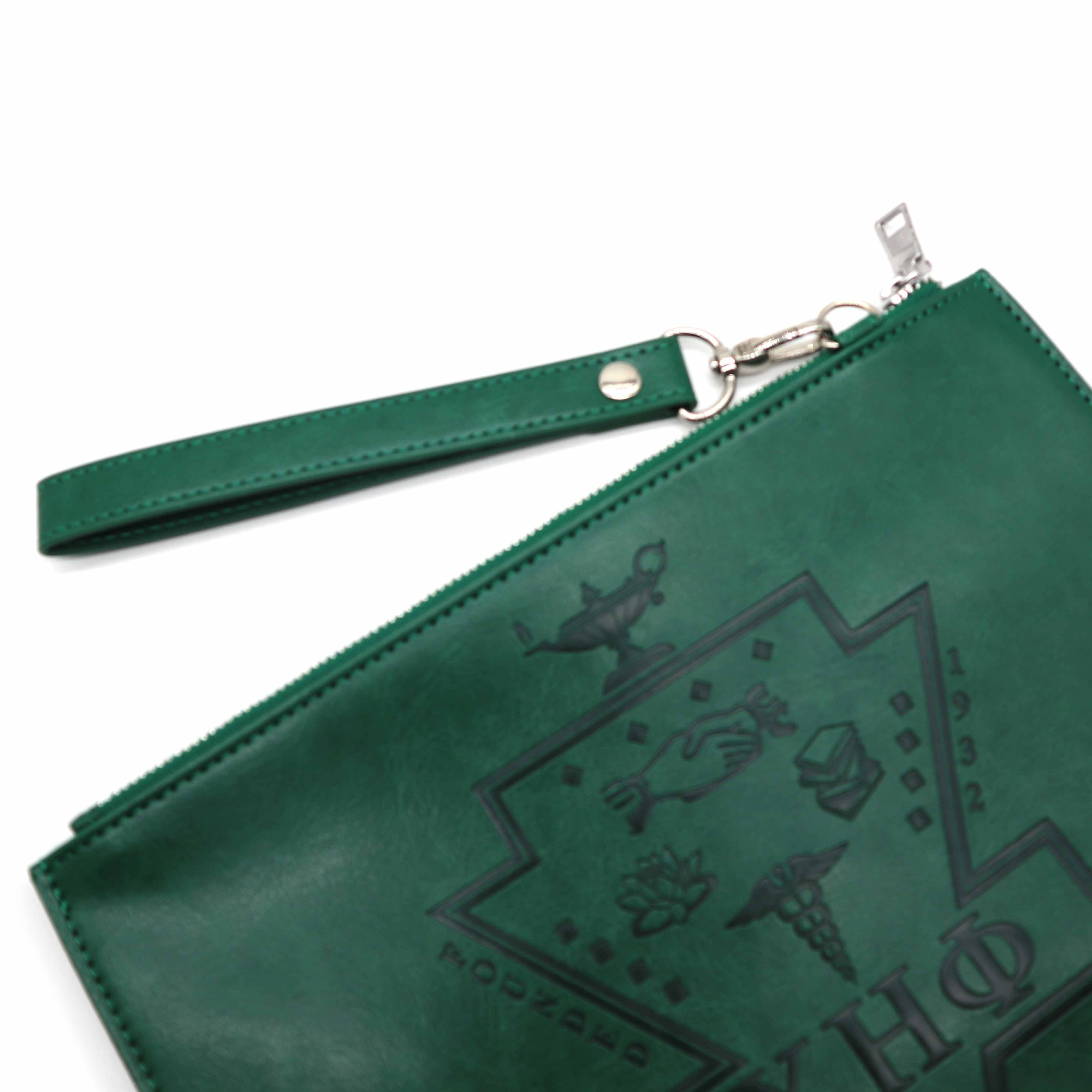 2024 Newly Design Chi Eta Phi Large Leather Clutch Wristlet Large Zeta Phi Beta Sorority Wristlet Bag with Strap