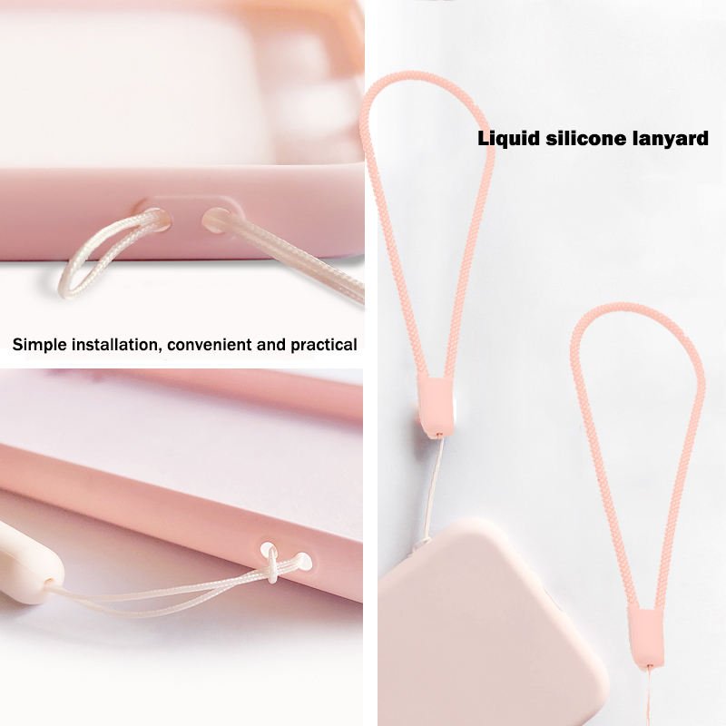 Liquid Silicone Phone Case For Huawei P40 Lite P30 P20 Lite Pro Mate 40 30 20 Pro With Strap Soft Solid Color Back Cover