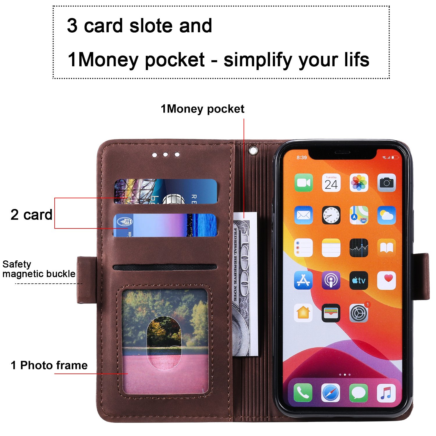 For iphone 6 to 16 pro max skin feeling back cover retro splicing contrasting flip card wallet twist strap mobile phone case