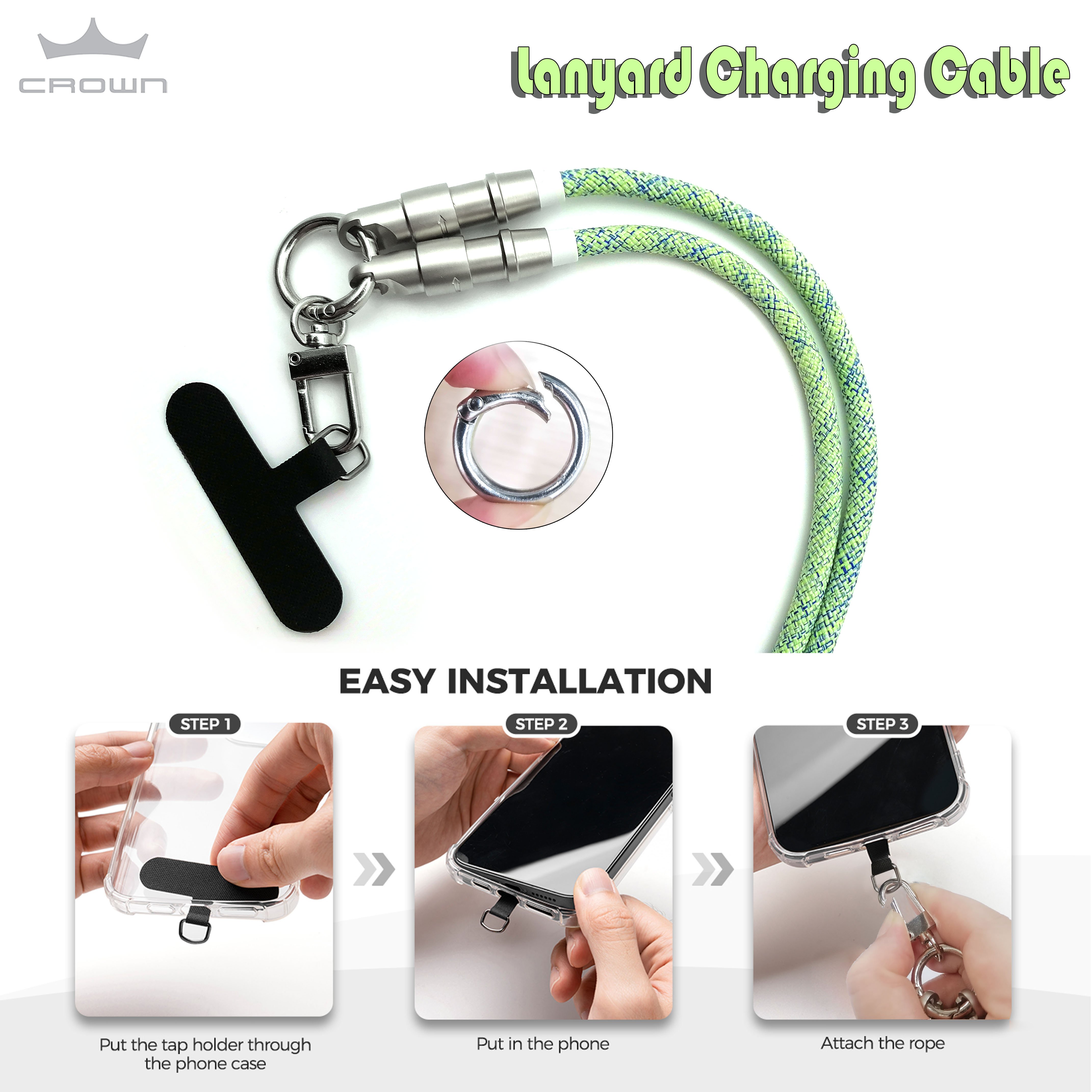 Mobile Phone Super Fast Charging Cable With Type-C Or 8-pin Charging Line And Anti-Lost Hanging Rope Charging Cable