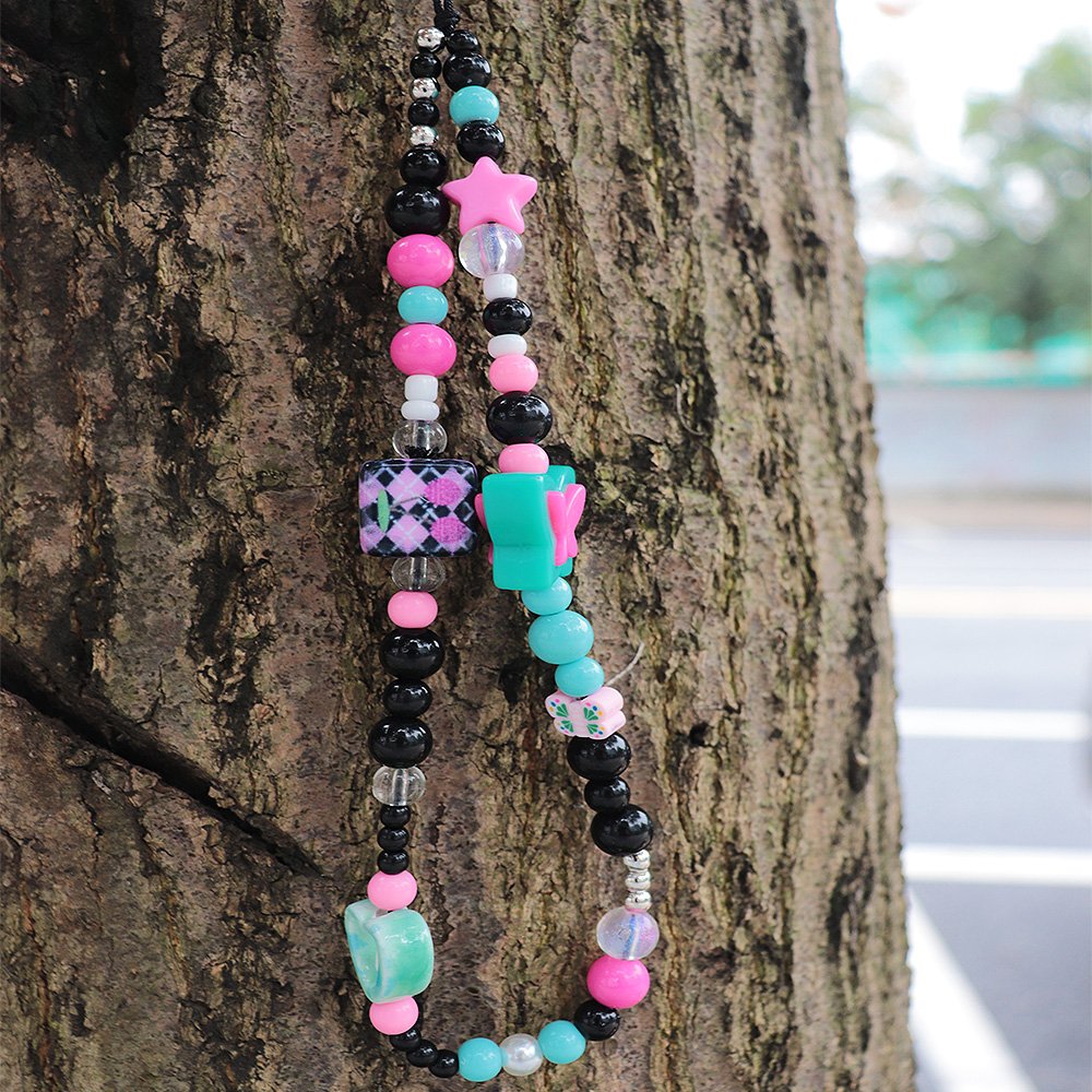 Wholesale Phone Charm Chain Colorful Beaded Phone Strap Wrist Strap Fruity Rainbow Beaded Phone Strap