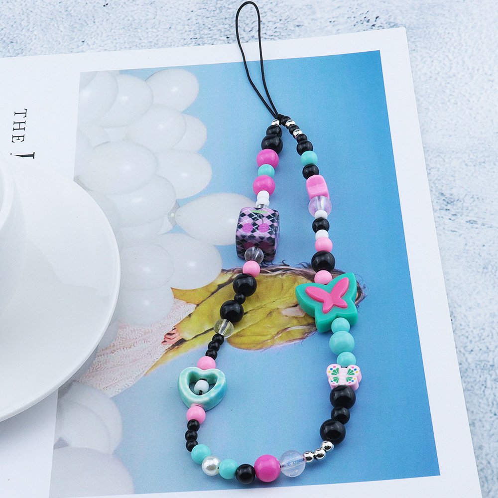 Wholesale Phone Charm Chain Colorful Beaded Phone Strap Wrist Strap Fruity Rainbow Beaded Phone Strap