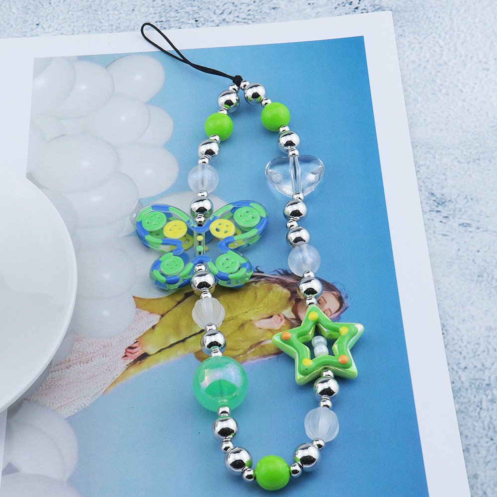 Wholesale Phone Charm Chain Colorful Beaded Phone Strap Wrist Strap Fruity Rainbow Beaded Phone Strap