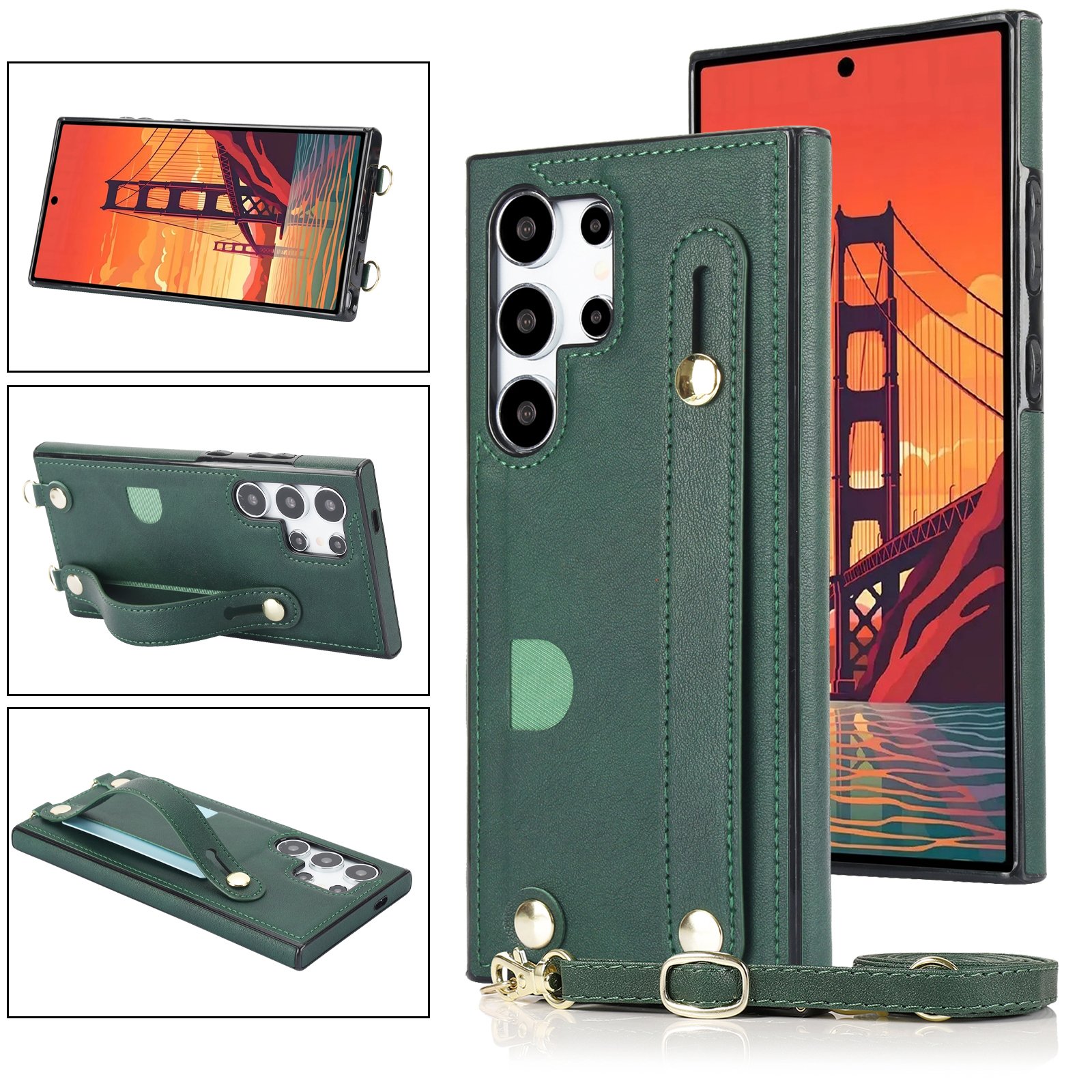 Mobile Phone Cases For Samsung S24 Phone Case For Samsung Galaxy S10 Back Cover Lanyard Neck Protective Leather Case