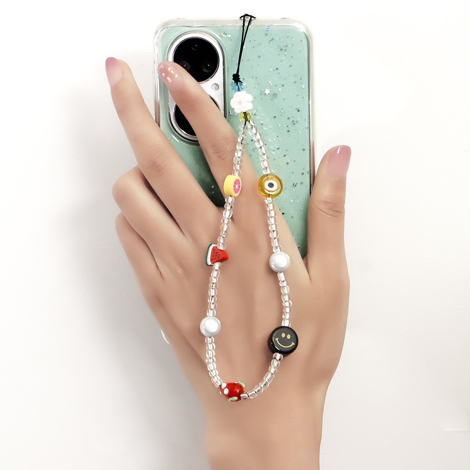 Trendy Mobile Strap Phone Charm Cherry Beaded Phone Chain Jewelry For Women Anti-Lost Lanyard Gift Keychain Wholesales