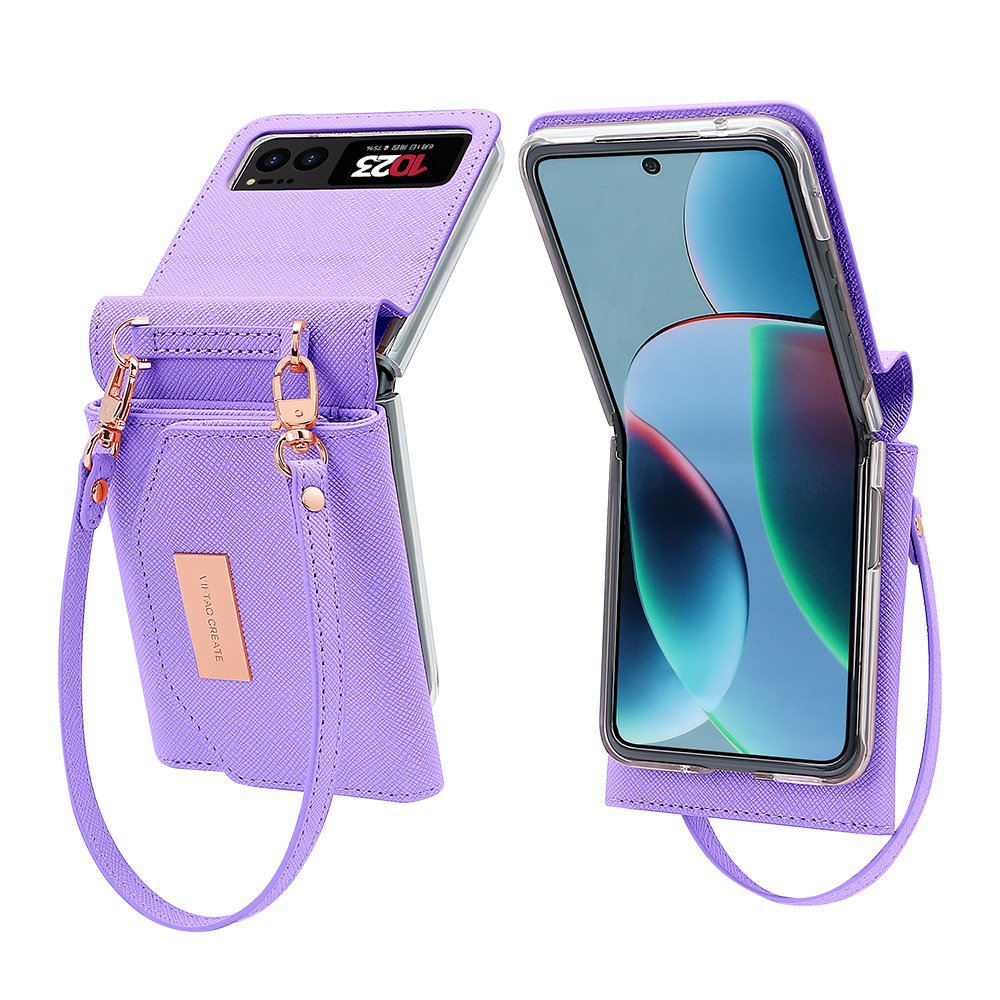 VIETAO Hand strap leather phone case for Motorola Razr 40 case wallet function mobile phone cases with hand strap